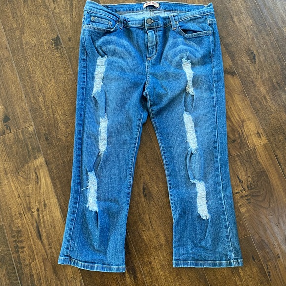 Judy Blue Pants - Judy Blue Stretch Destroyed Distressed Capri Denim